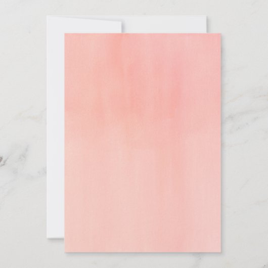 ピーチフローラウォーターカラーエレガントブライダルルンチョン 招待状 (裏面)