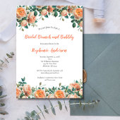 ピーチフローラウォーターカラーブライダルシャワーブランチ 招待状