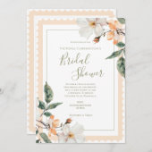 ピーチフローラエレガントブライダルシャワー 招待状 (正面/裏面)