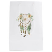 ピーチフローラグリーンドリームキャッチャー誕生日 ミディアムペーパーバッグ (裏面)