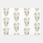 ピーチフローラグリーンドリームキャッチャー誕生日 ラッピングペーパーシート (正面)