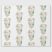 ピーチフローラグリーンドリームキャッチャー誕生日 ラッピングペーパー (フラット)