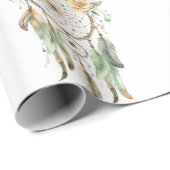 ピーチフローラグリーンドリームキャッチャー誕生日 ラッピングペーパー (ロールコーナー)