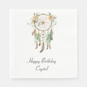 ピーチフローラグリーンフェザーズドリームキャッチャー誕生日 スタンダードランチョンナプキン (正面)