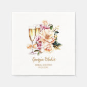 ピーチフローラシャンパンガラスブライダルシャワー スタンダードカクテルナプキン (正面)