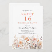 ピーチフローラスウィート16バースデーパーティー 招待状 (正面/裏面)
