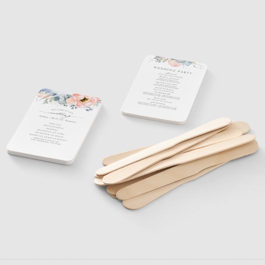 ピーチフローラダスティブルー結婚式 プログラム ハンドファン (組立なし)