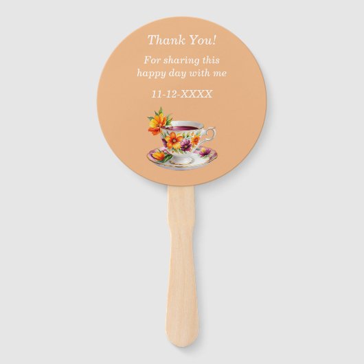 ピーチフローラティーパーティーブライダルシャワーハンドファン ハンドファン (裏面)