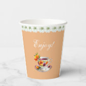 ピーチフローラティーパーティーブライダルシャワー紙 紙コップ (裏面)