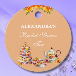 ピーチフローラティーブライダルシャワーサンキューユー フェイバータグ