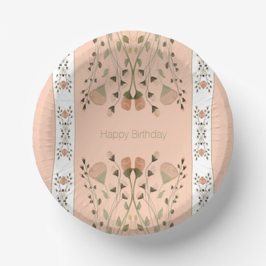 ピーチフローラデザインパターン ペーパーボウル (正面)