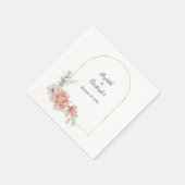 ピーチフローラトレンディーアーチグリーンモダンリー結婚ズ スタンダードカクテルナプキン (角)