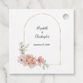 ピーチフローラトレンディーアーチグリーンモダンリー結婚ズ フェイバータグ (裏面)