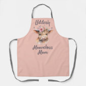 ピーチフローラハイランド牛の水色 エプロン (正面)