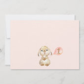 ピーチフローラバニー写真1st誕生日招待状 招待状 (裏面)