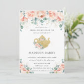 ピーチフローラバラグリーンリーブライダルシャワーティーパーティー 招待状 (スタンド正面)