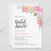 ピーチフローラバラグリーンリーブライダルシャワー 招待状 (正面)