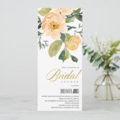 ピーチフローラバンチ水彩ブライダルシャワー 招待状 (スタンド正面)