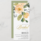 ピーチフローラバンチ水彩ブライダルシャワー 招待状 (正面/裏面)
