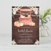 ピーチフローラパンプキンマーケットウッドブライダルシャワー 招待状 (スタンド正面)