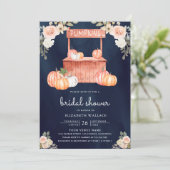 ピーチフローラパンプキンマーケットネイビーブライダルシャワー 招待状 (スタンド正面)