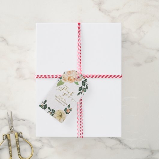 ピーチフローラパンプキン秋ブライダルシャワーの恩恵 ギフトタグ (より糸付き)