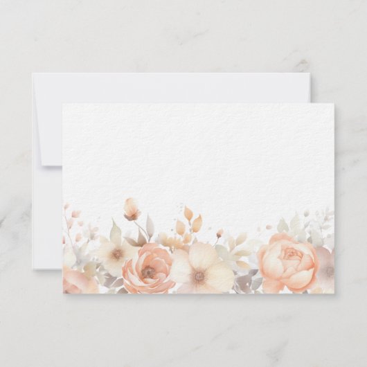 ピーチフローラパーソナライズされたフラットノートカード ノートカード (裏面)