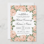 ピーチフローラフレームイスラムヘンナメーンディ式 招待状 (正面)