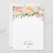 ピーチフローラブライダルかわいらしシャワーの招待 招待状 (裏面)