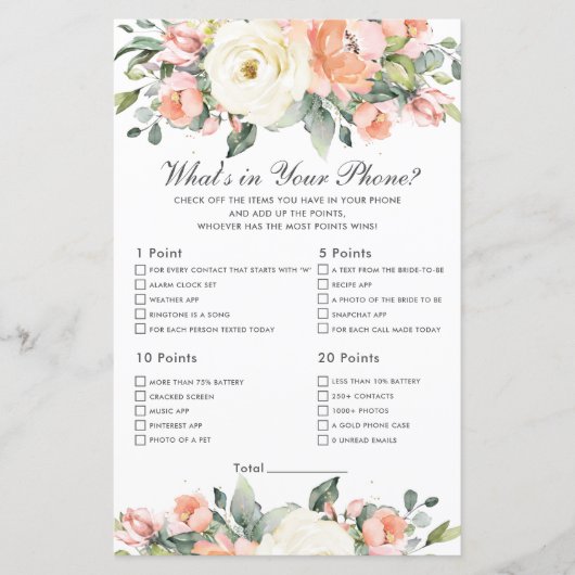 ピーチフローラブライダルシャワーあなたの電話の何 (正面)