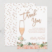 ピーチフローラブライダルシャワーサンキューカード 招待状 (正面/裏面)