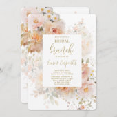 ピーチフローラブライダルシャワーブランチ 招待状 (正面/裏面)