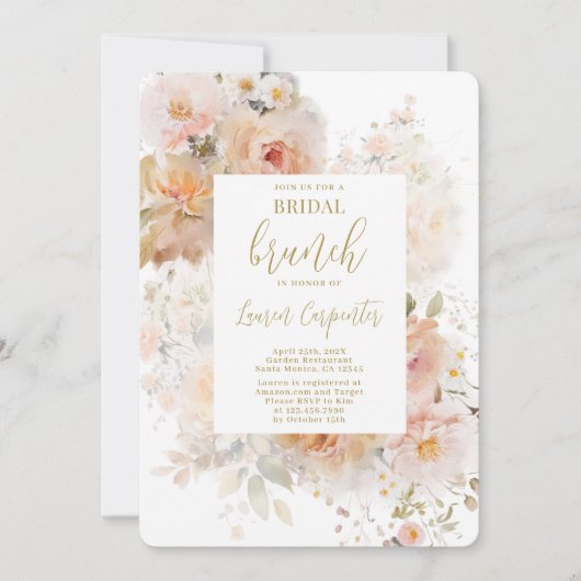 ピーチフローラブライダルシャワーブランチ 招待状 (正面)
