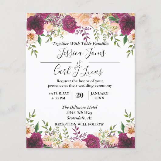 ピーチフローラブルガンディウォーターカラーオータムバジェット チラシ (正面)