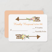 ピーチフローラブーケウェディングRSVP 出欠カード (正面/裏面)