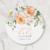 ピーチフローラベビーイン開花ガールベビーシャワー フェイバータグ (正面)