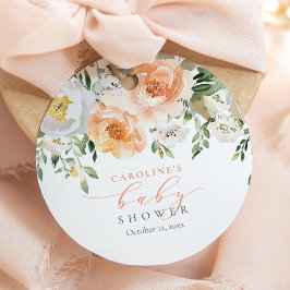 ピーチフローラベビーイン開花ガールベビーシャワー フェイバータグ