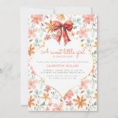 ピーチフローラボウコケットベビーシャワー招待状 招待状 (正面)