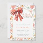 ピーチフローラボウコケットベビーシャワー 招待状 (正面)
