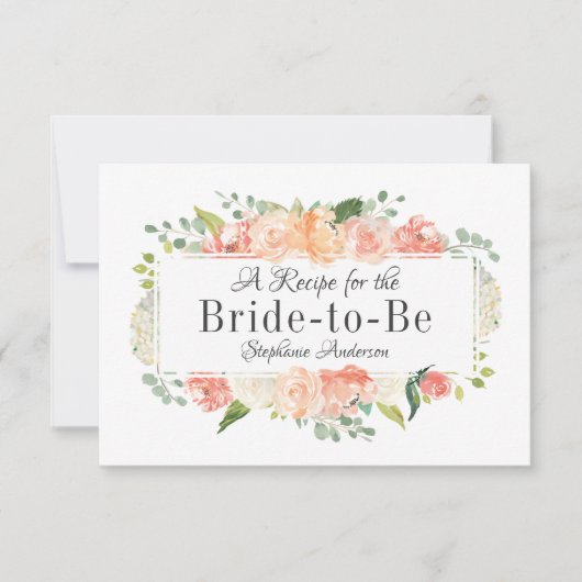 ピーチフローラメドレーブライダルシャワーレシピカード (正面)