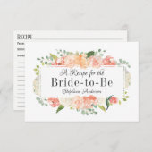ピーチフローラメドレーブライダルシャワーレシピカード (正面/裏面)