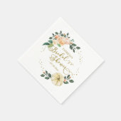 ピーチフローラリースパンプキン秋ブライダルシャワー スタンダードカクテルナプキン (角)