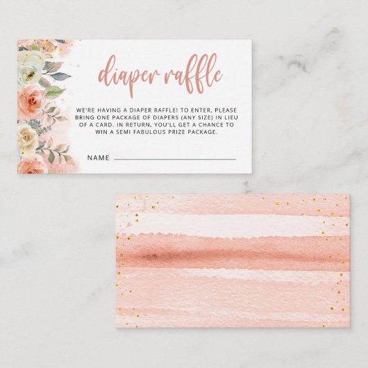 ピーチフローラルガールおむつラッフルエンクロージャカード エンクロージャーカード (正面/裏面)