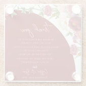 ピーチフローラレッドアー結婚チの感謝メッセージ ガラスコースター (裏面)