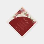 ピーチフローラレッドアー結婚チの感謝メッセージ スタンダードカクテルナプキン (角)
