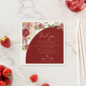 ピーチフローラレッドアー結婚チの感謝メッセージ スタンダードカクテルナプキン (インサイチュ)