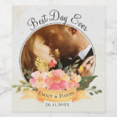 ピーチフローラ最高のフォトデイエバー結婚式の引き出物 ワインラベル (シングルラベル)