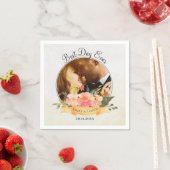 ピーチフローラ最高のフォトデーエバーウェディングパーティー スタンダードカクテルナプキン (インサイチュ)