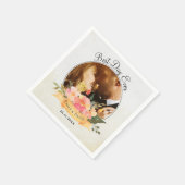 ピーチフローラ最高のフォトデーエバーウェディングパーティー スタンダードカクテルナプキン (角)