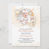 ピーチフローラ水彩誕生日招待状 招待状 (正面)